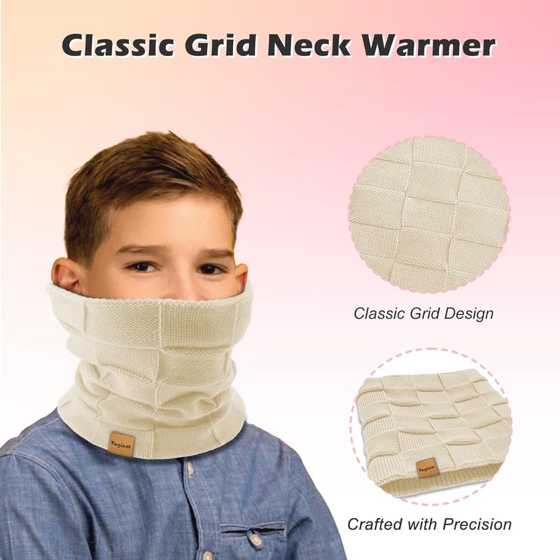 Vogium Kids Double-layer Knit Neck Warmer Gaiter | Thermal Fleece Face Cover for 6-14 Year Olds Boys Girls | Ski, Play - Image 3
